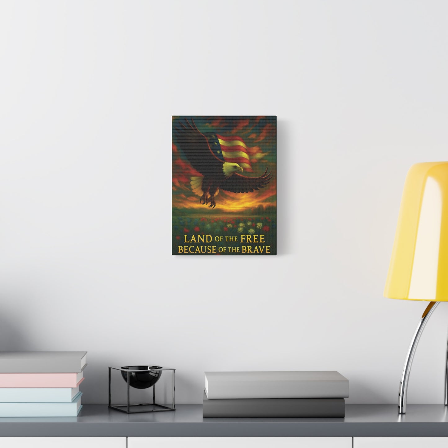Land of the Free Because of the Brave – Patriotic Canvas Wall Art