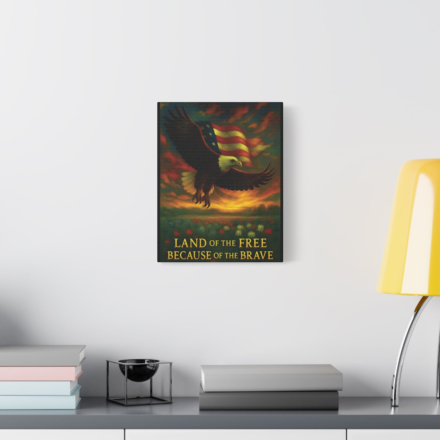 Land of the Free Because of the Brave – Patriotic Canvas Wall Art