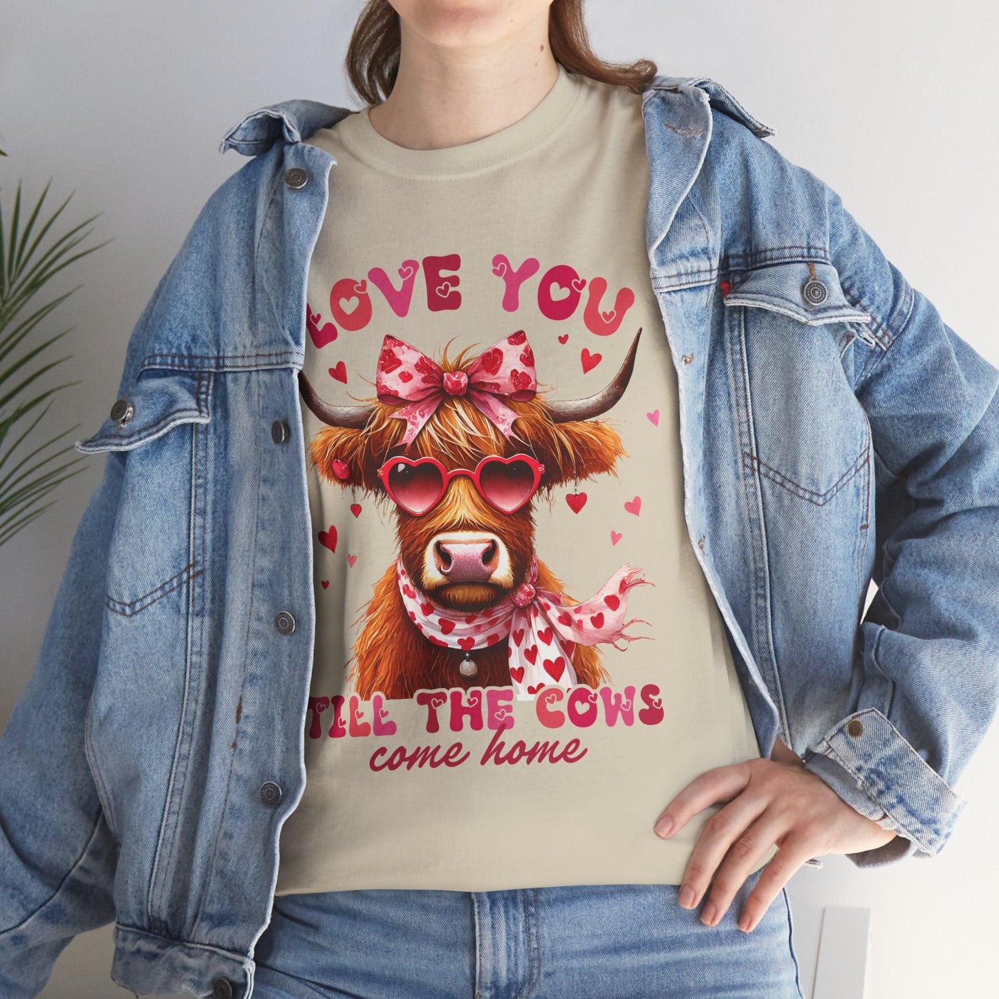 Love you till the cows come home Highland Cow Valentine Tee - Motor Girl Boutique