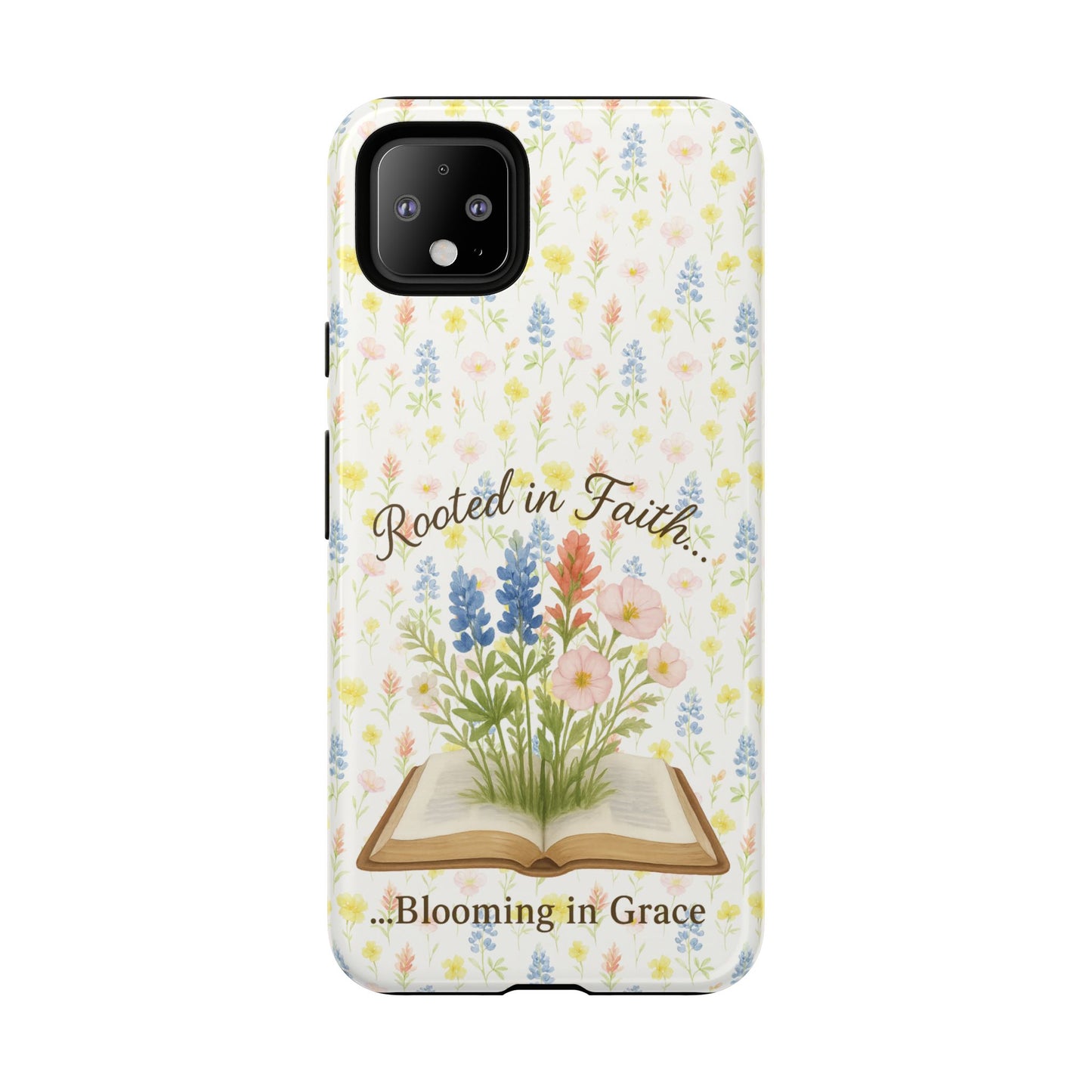 Rooted in Faith, Blooming in Grace Phone Case – Floral Scripture Design for iPhone & Samsung