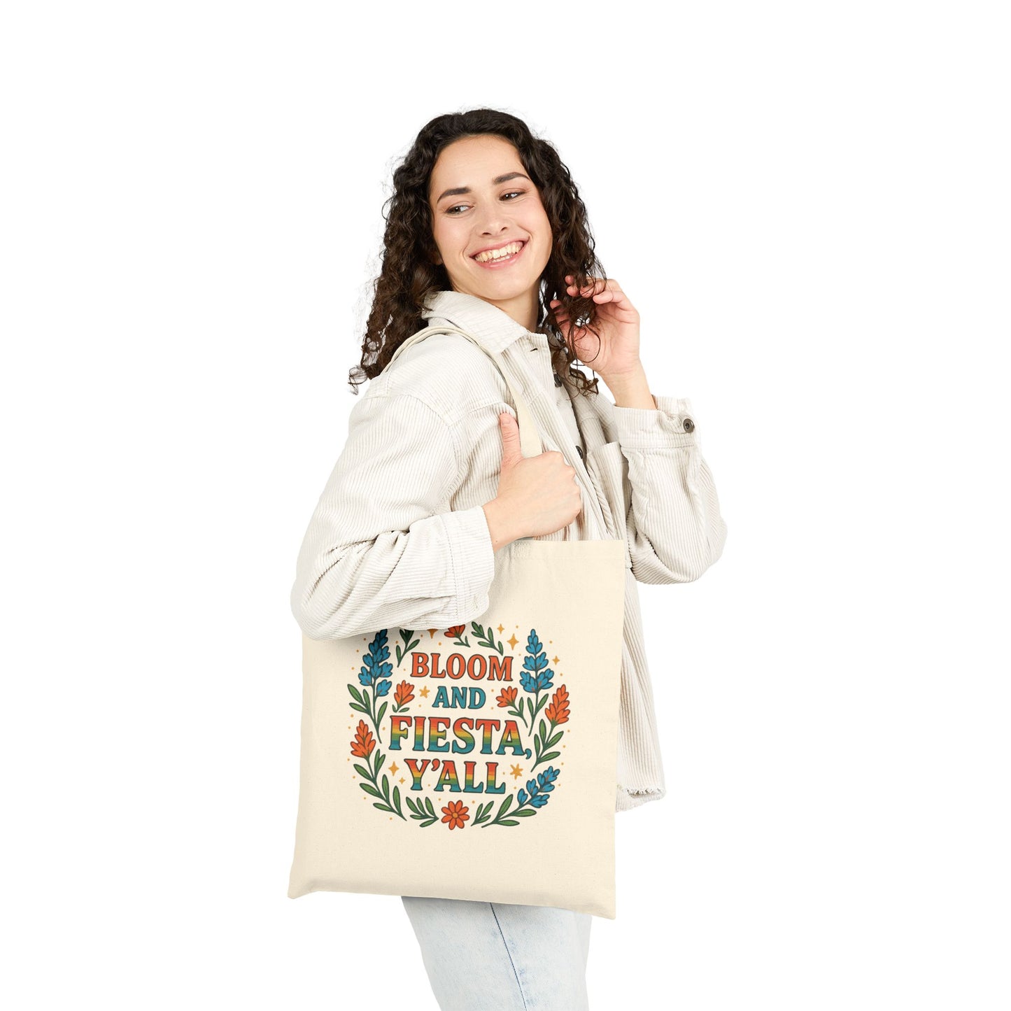 Bloom and Fiesta, Y’all – Texas Wildflower Canvas Tote Bag