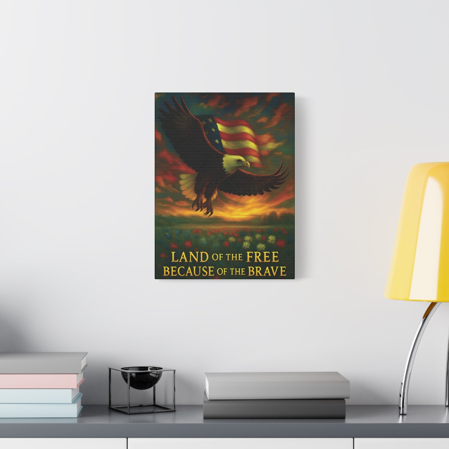 Land of the Free Because of the Brave – Patriotic Canvas Wall Art