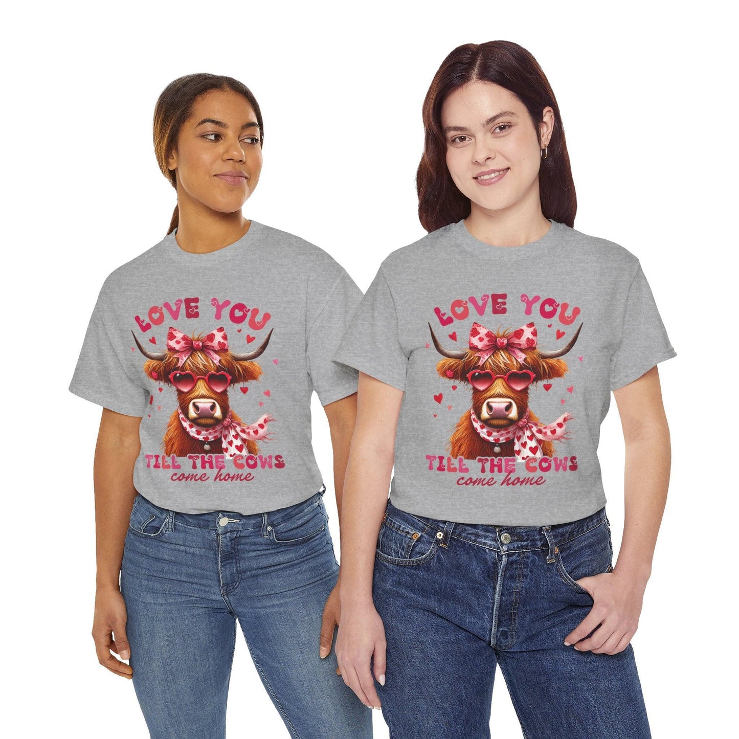 Love you till the cows come home Highland Cow Valentine Tee - Motor Girl Boutique
