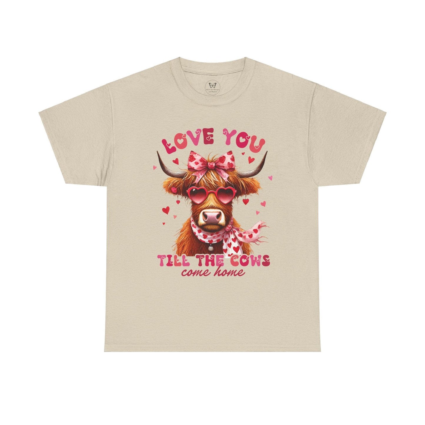Love you till the cows come home Highland Cow Valentine Tee - Motor Girl Boutique