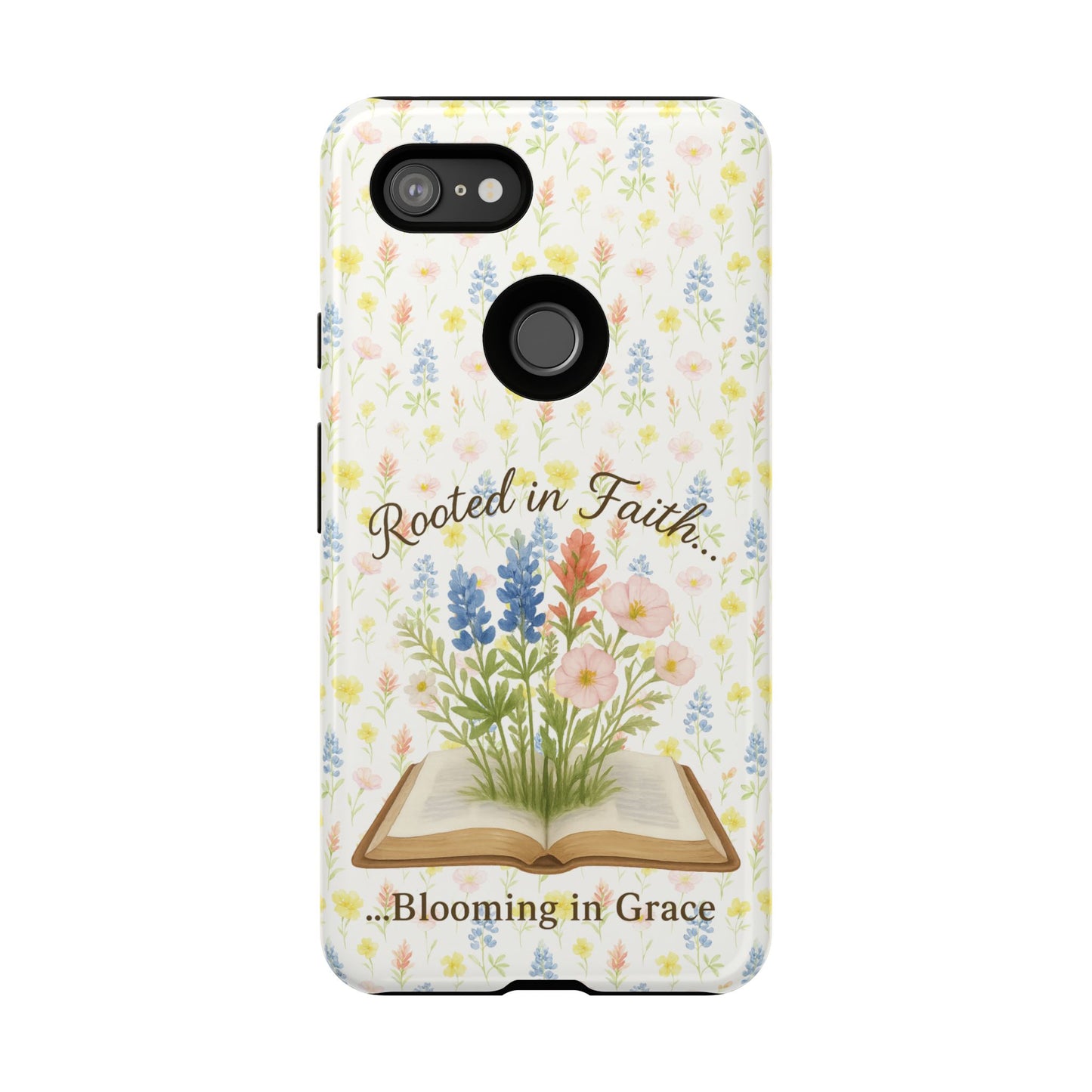 Rooted in Faith, Blooming in Grace Phone Case – Floral Scripture Design for iPhone & Samsung