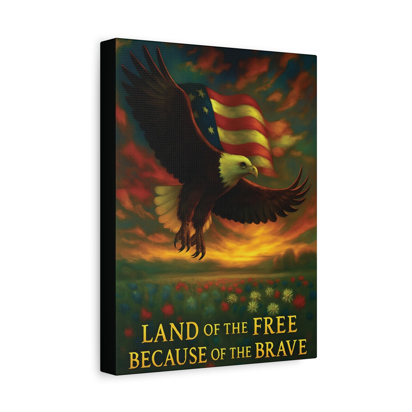 Land of the Free Because of the Brave – Patriotic Canvas Wall Art