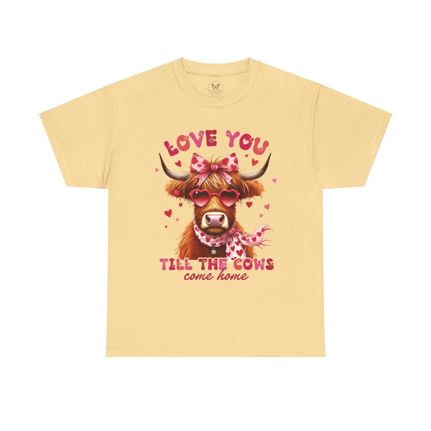 Love you till the cows come home Highland Cow Valentine Tee - Motor Girl Boutique