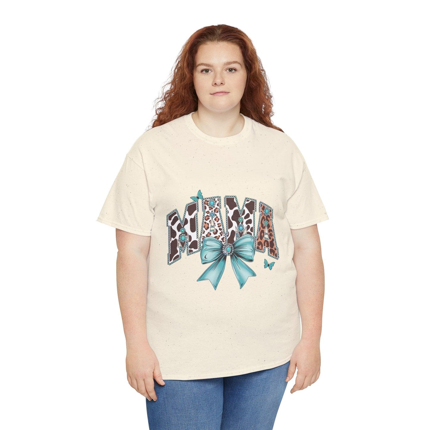 Unisex Tee - Mama Coquette Cow Turquoise Bow - Motor Girl Boutique