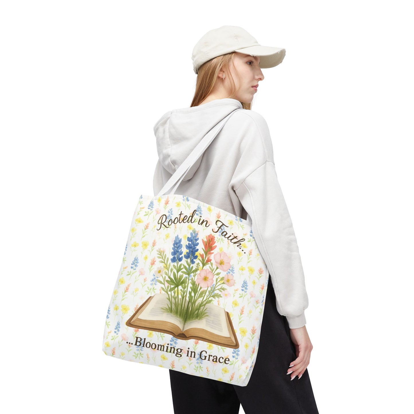 Rooted in Faith Tote Bag - Blooming in Grace Floral Design
