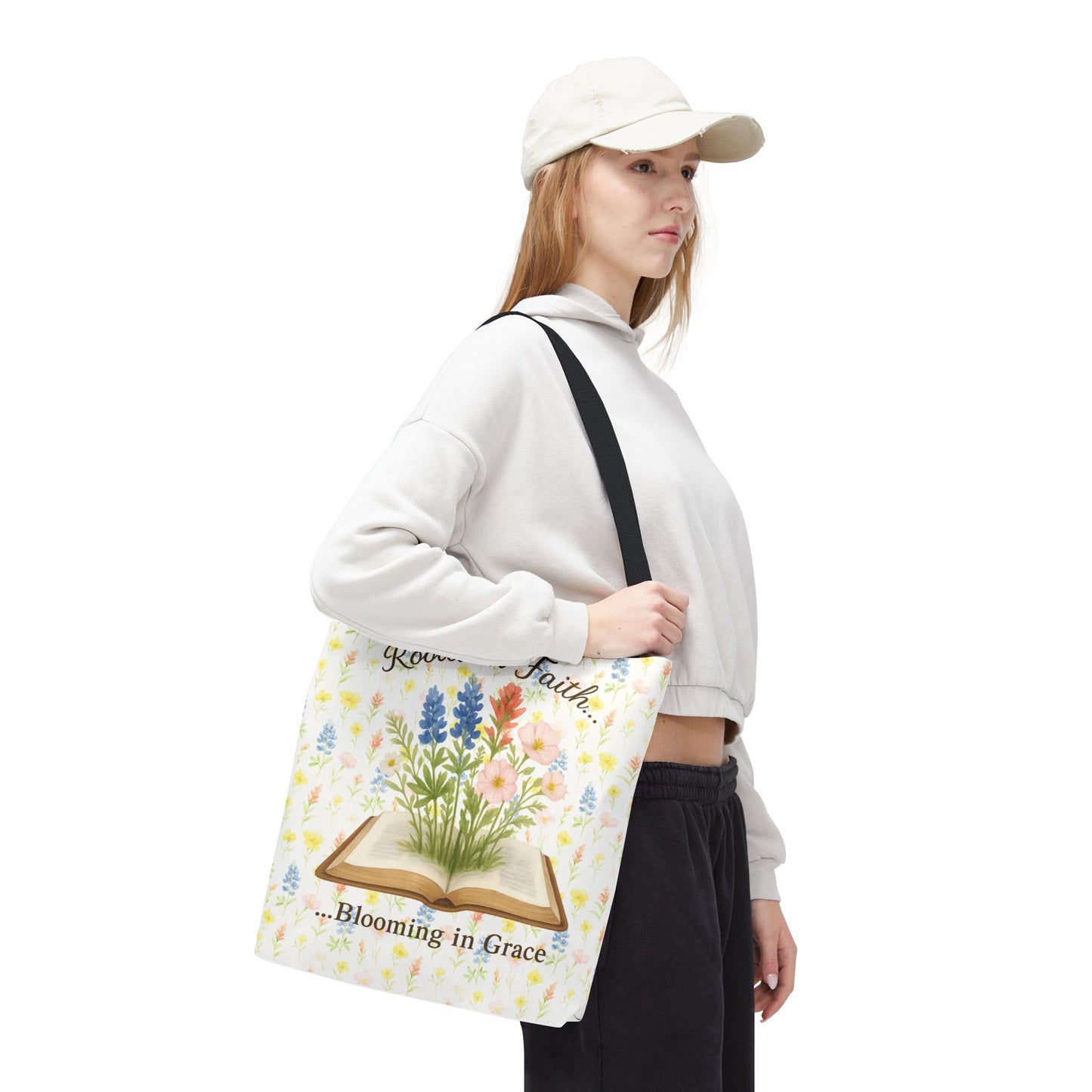 Rooted in Faith Tote Bag - Blooming in Grace Floral Design