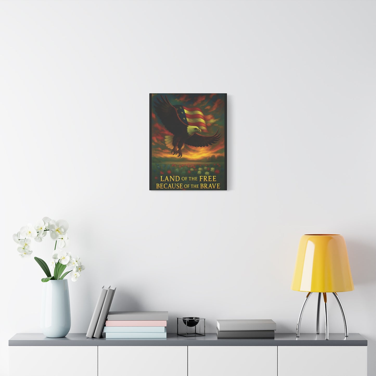 Land of the Free Because of the Brave – Patriotic Canvas Wall Art