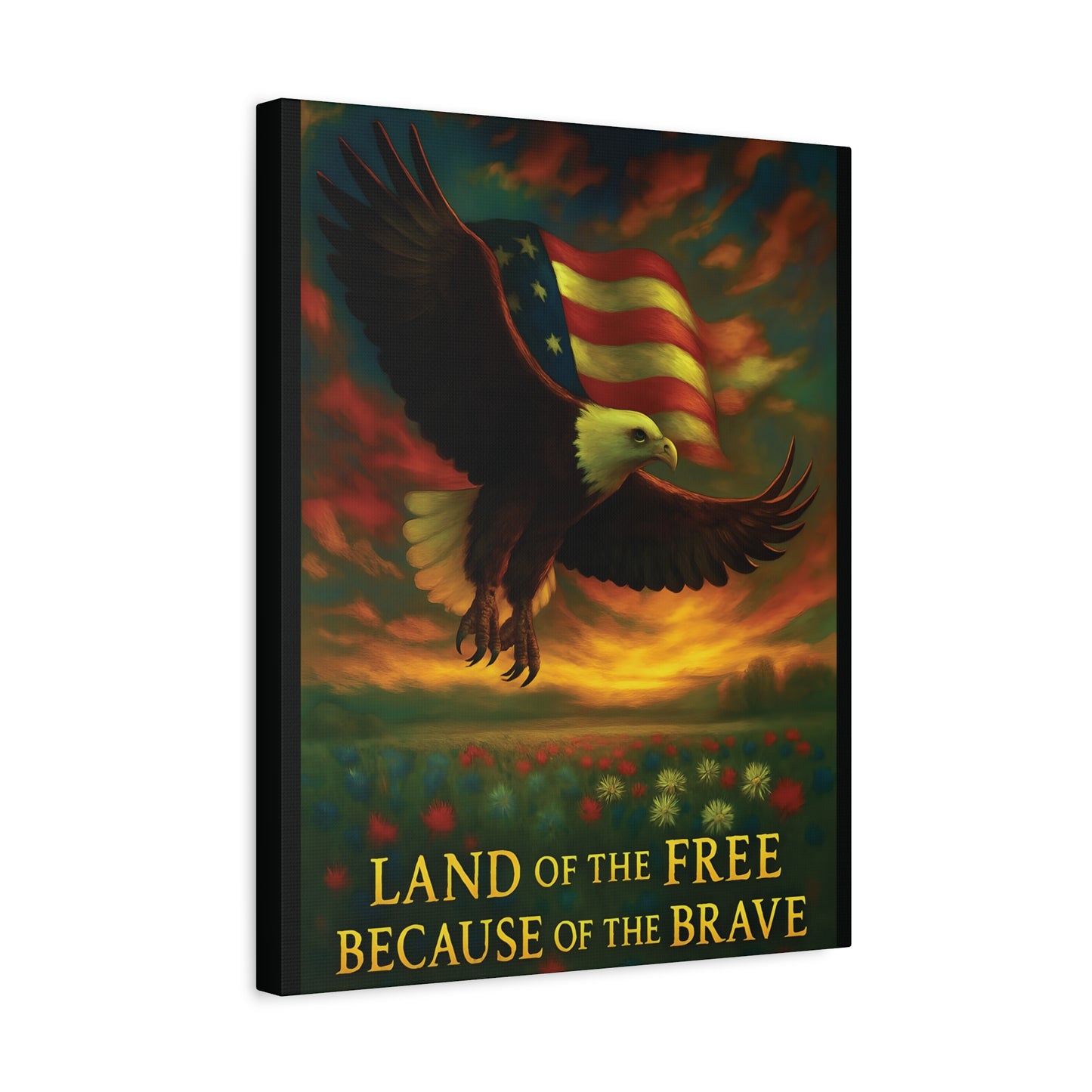 Land of the Free Because of the Brave – Patriotic Canvas Wall Art