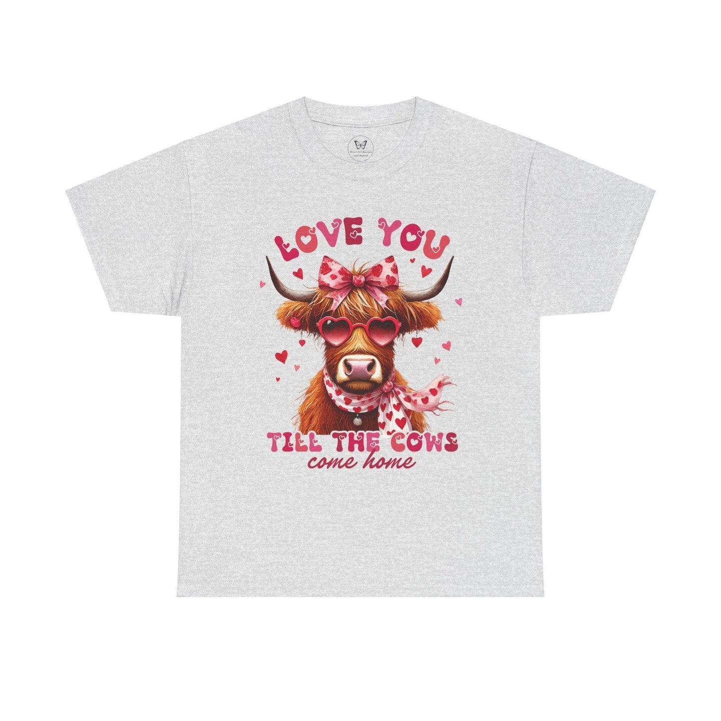 Love you till the cows come home Highland Cow Valentine Tee - Motor Girl Boutique