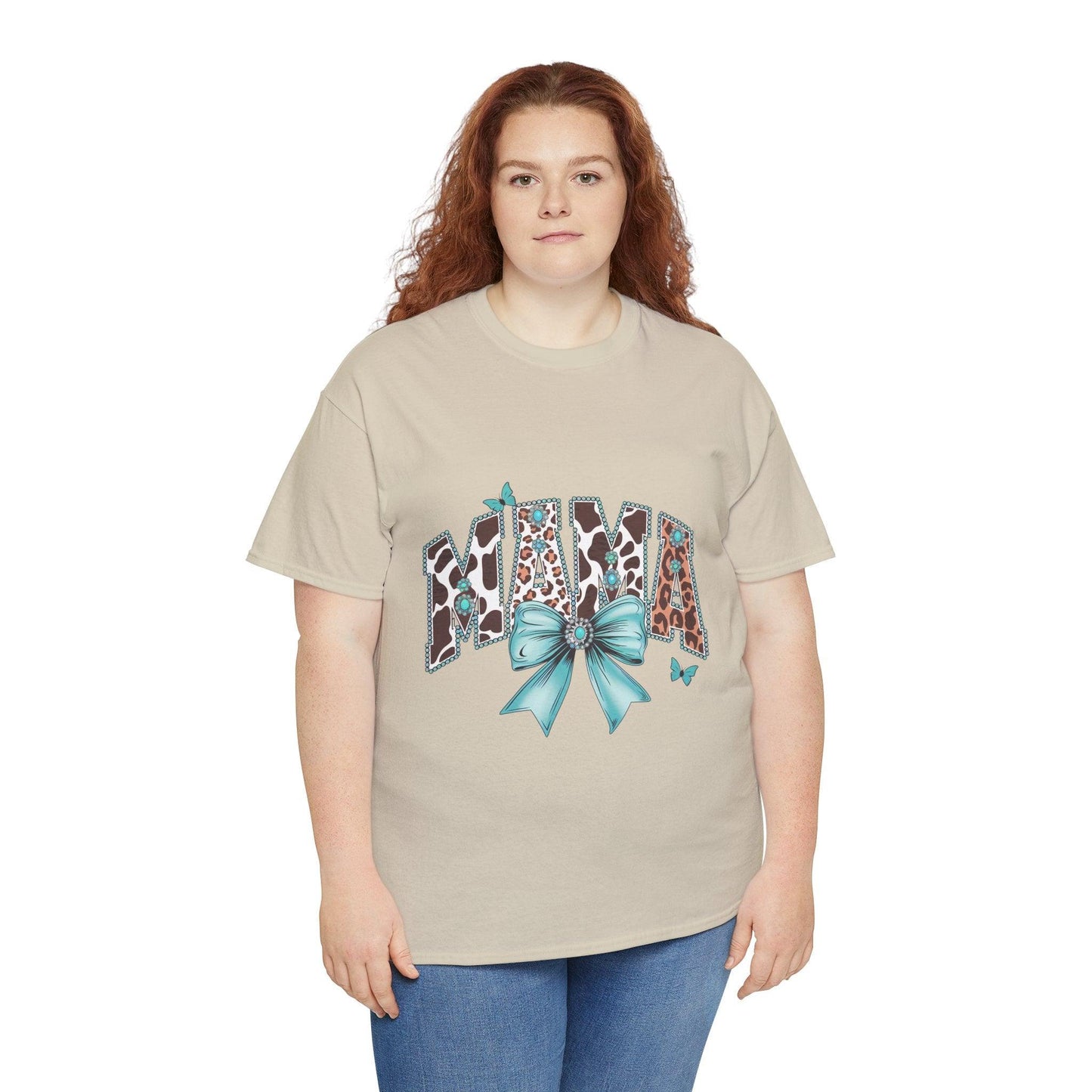 Unisex Tee - Mama Coquette Cow Turquoise Bow - Motor Girl Boutique
