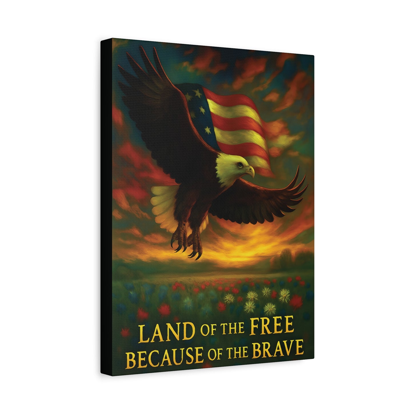 Land of the Free Because of the Brave – Patriotic Canvas Wall Art