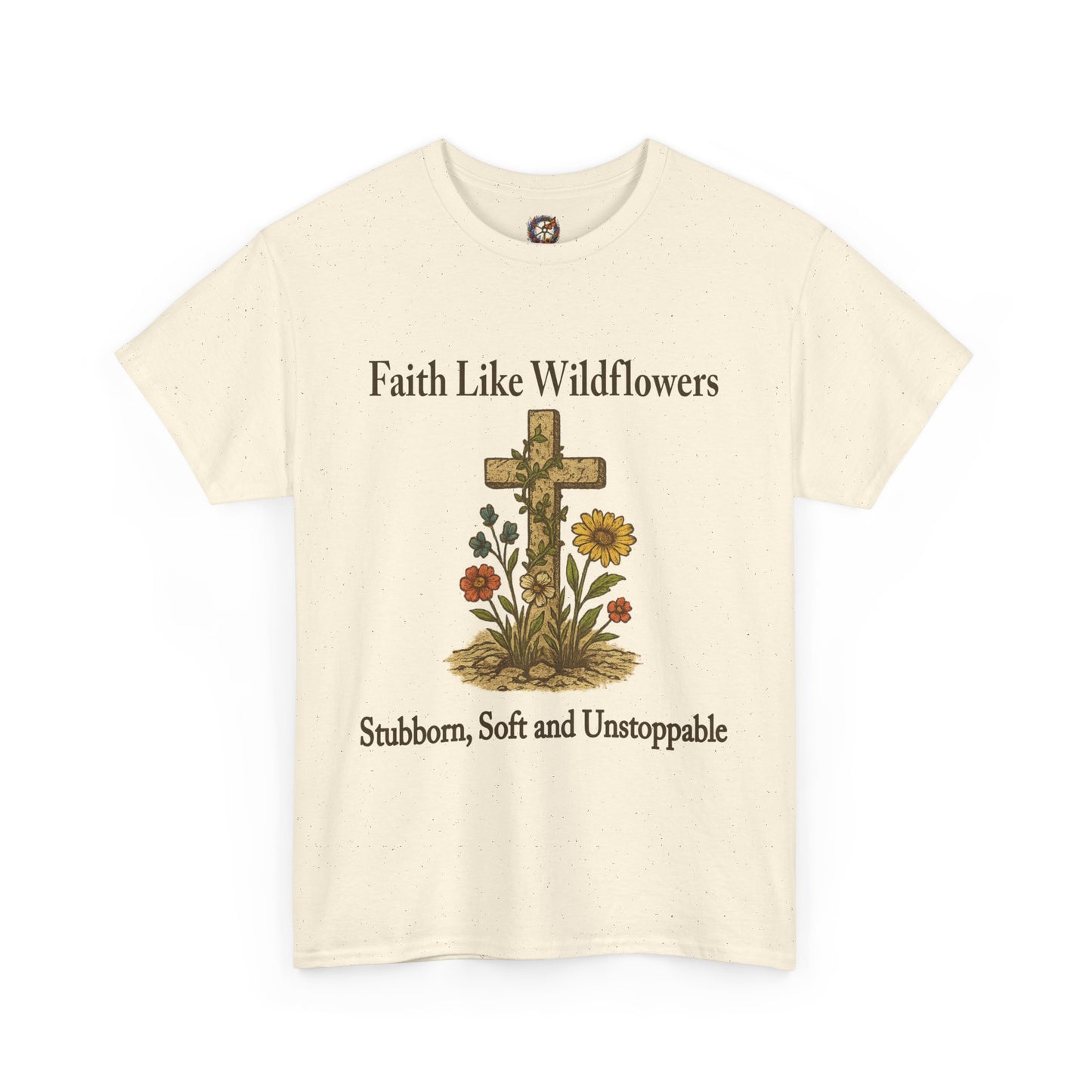 Faith Like Wildflowers – Christian Cross & Floral Gildan T-Shirt