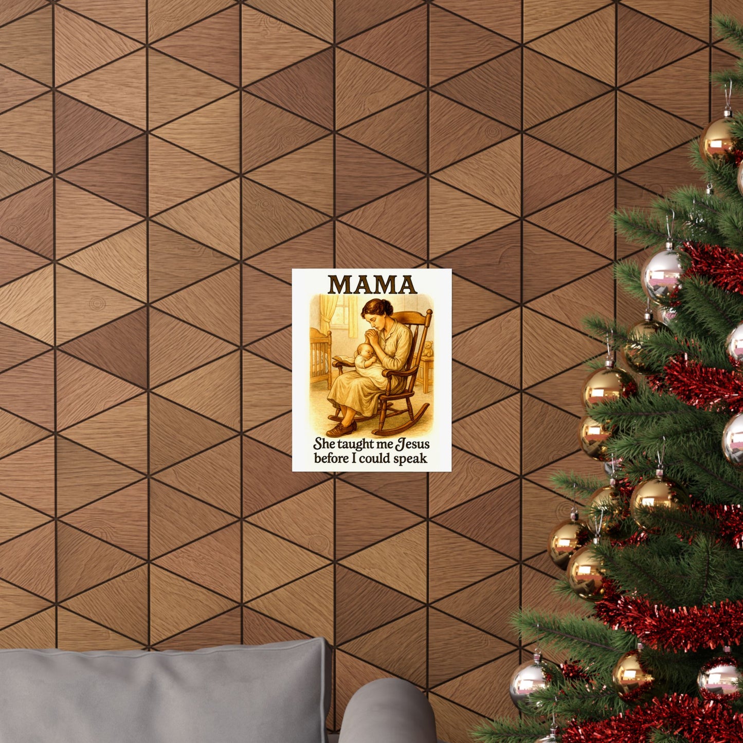 Mama – She Taught Me Jesus Before I Could Speak | Faithful Motherhood Wall Art Print