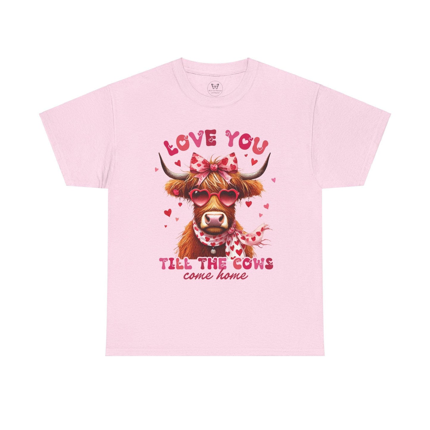 Love you till the cows come home Highland Cow Valentine Tee - Motor Girl Boutique