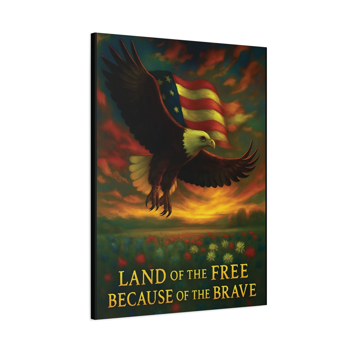 Land of the Free Because of the Brave – Patriotic Canvas Wall Art