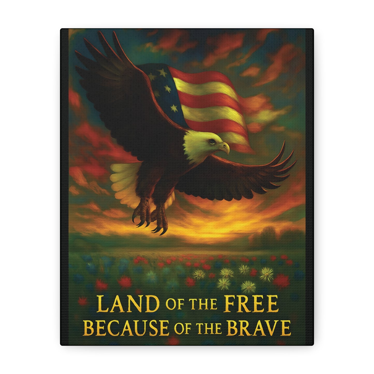 Land of the Free Because of the Brave – Patriotic Canvas Wall Art