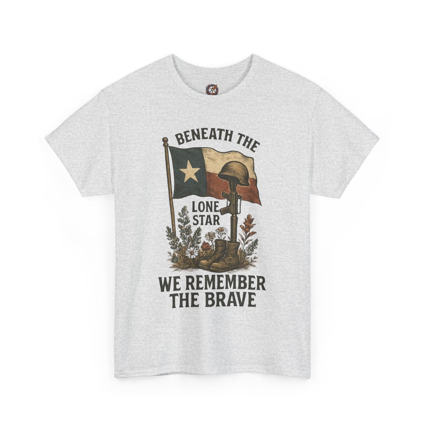 Beneath the Lone Star – Texas Patriotic Memorial Tribute T-Shirt (Gildan 5000)