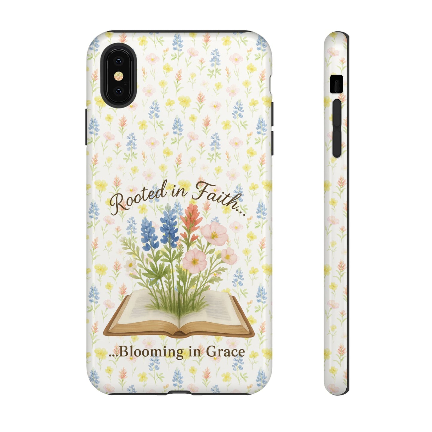 Rooted in Faith, Blooming in Grace Phone Case – Floral Scripture Design for iPhone & Samsung