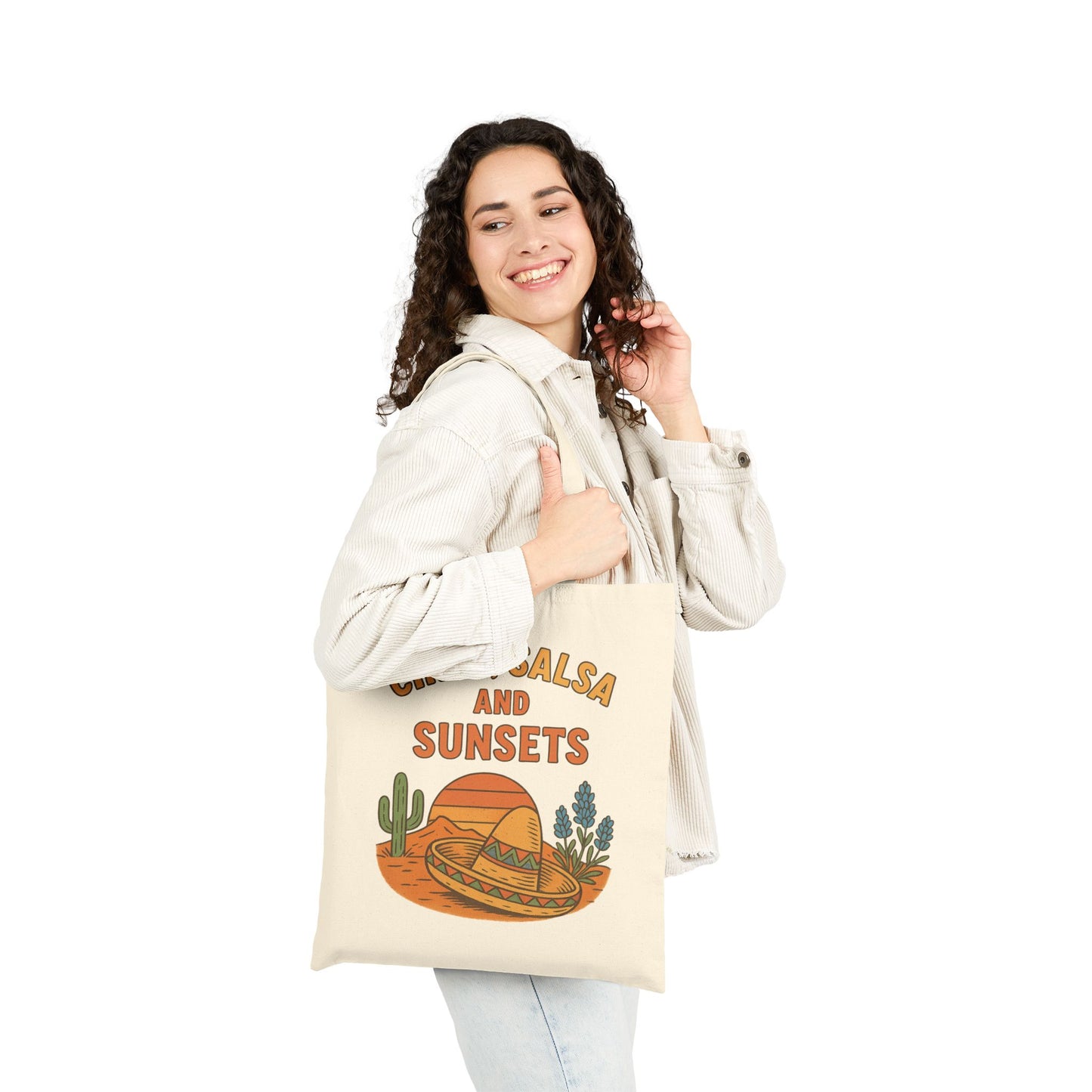Cinco, Salsa, and Sunsets Canvas Tote Bag