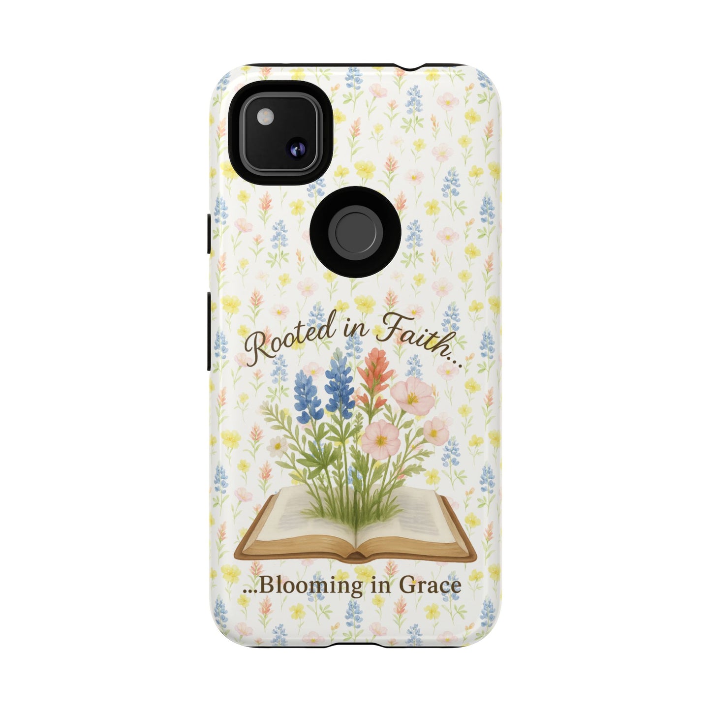 Rooted in Faith, Blooming in Grace Phone Case – Floral Scripture Design for iPhone & Samsung