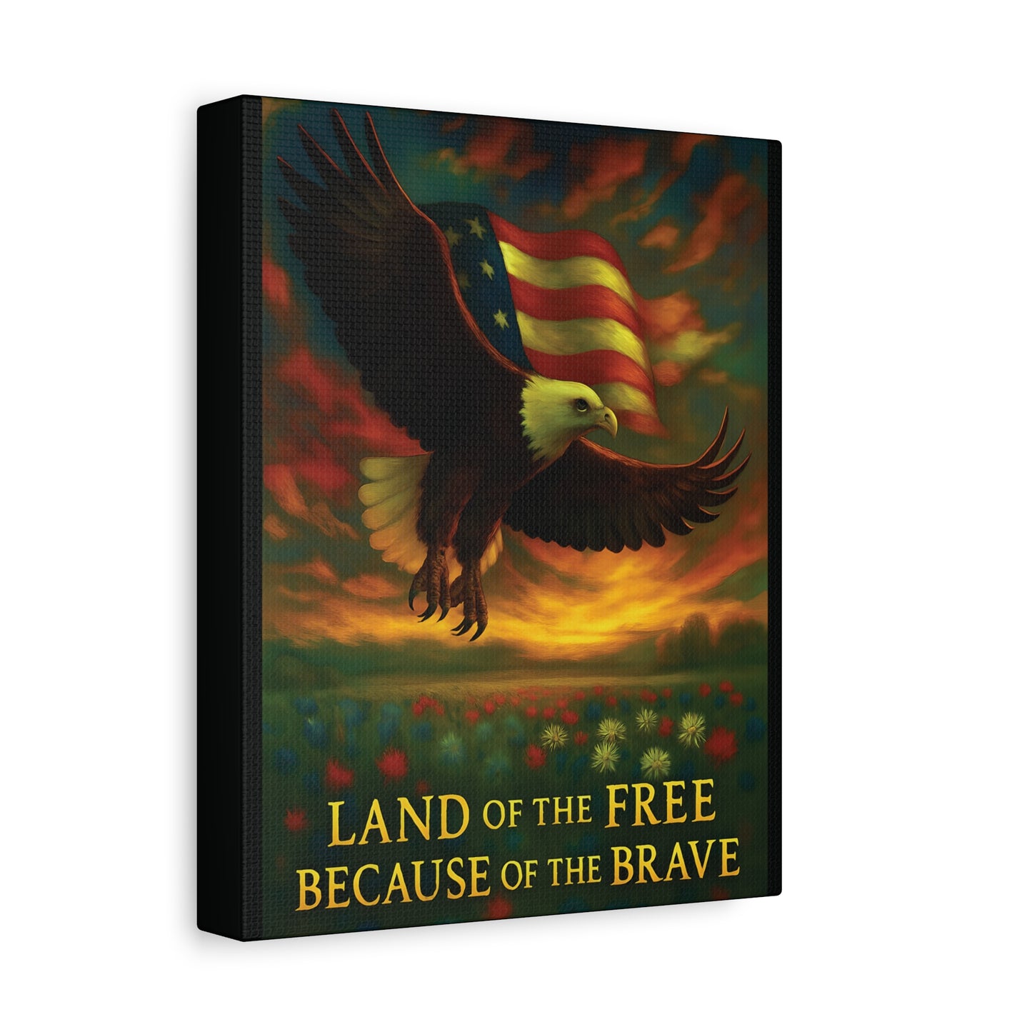 Land of the Free Because of the Brave – Patriotic Canvas Wall Art