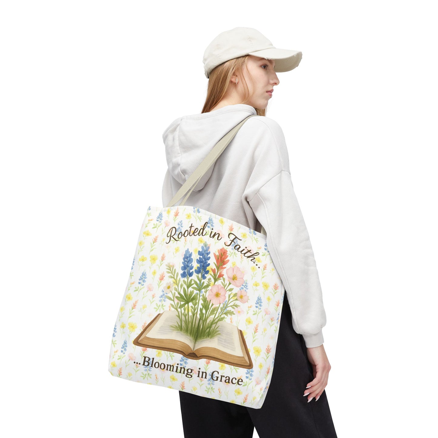 Rooted in Faith Tote Bag - Blooming in Grace Floral Design