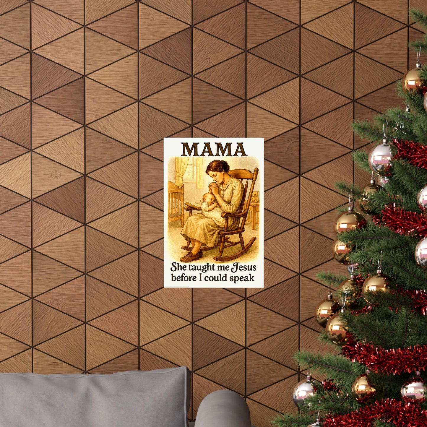 Mama – She Taught Me Jesus Before I Could Speak | Faithful Motherhood Wall Art Print