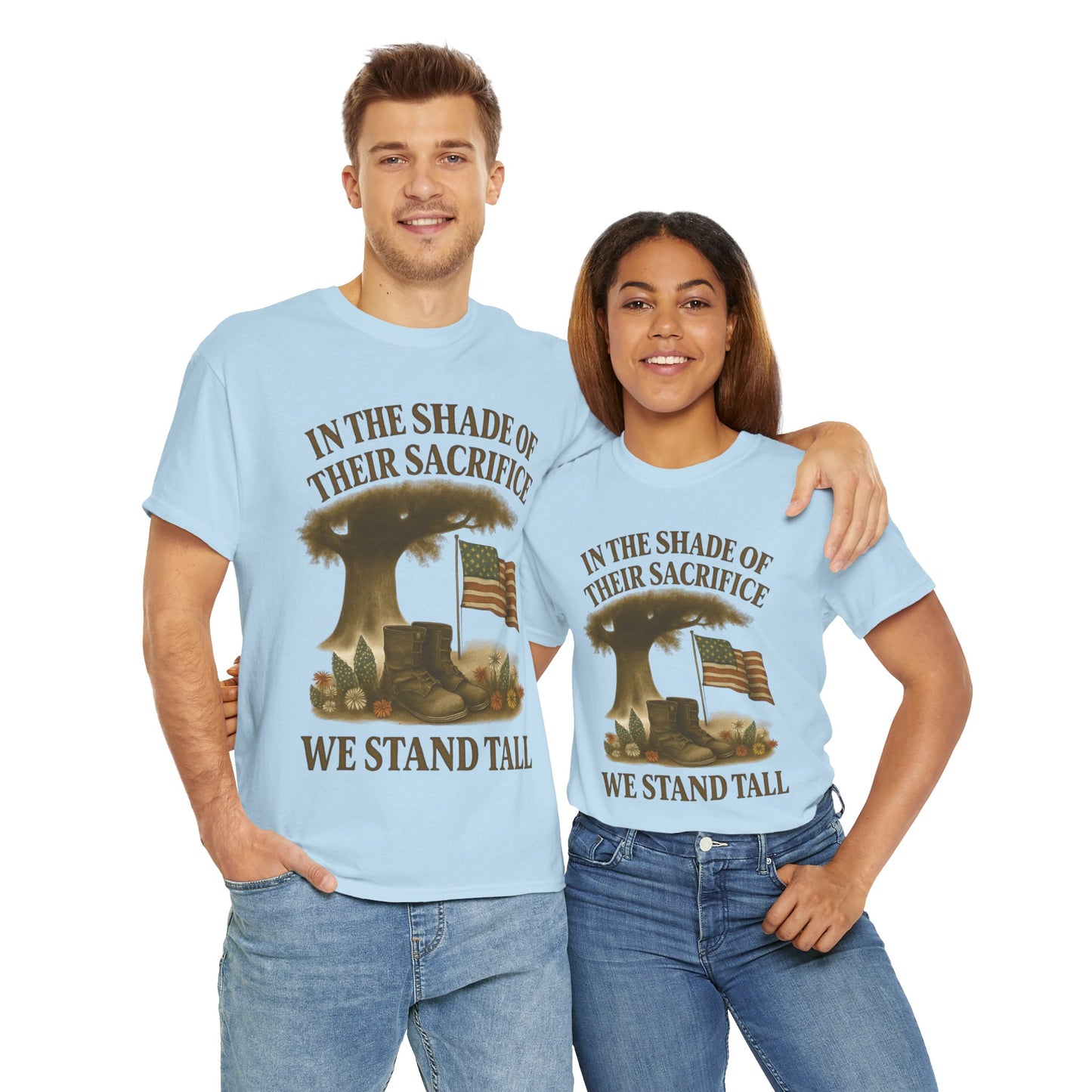 In the Shade of Their Sacrifice – Patriotic Memorial Tribute T-Shirt (Gildan 5000)