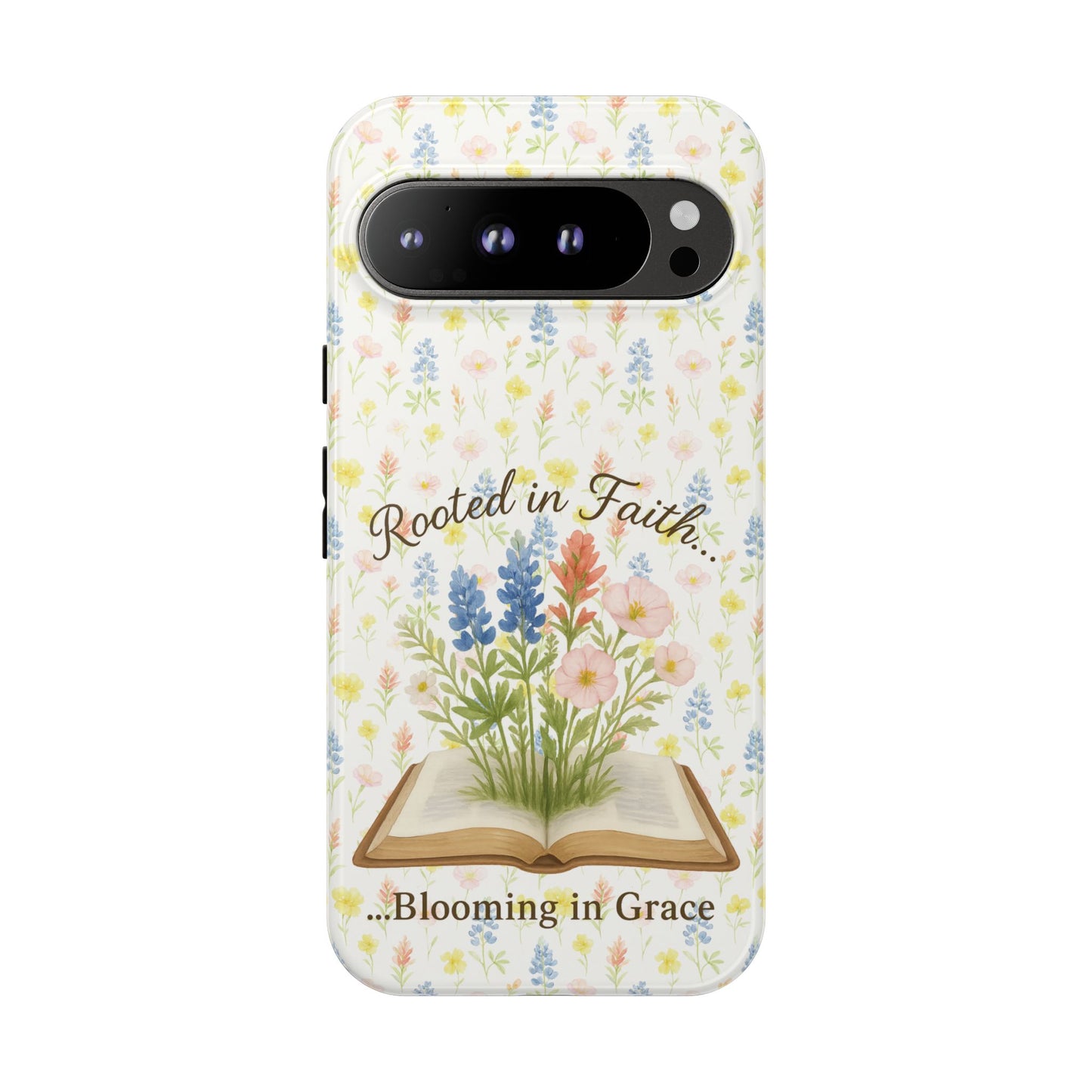 Rooted in Faith, Blooming in Grace Phone Case – Floral Scripture Design for iPhone & Samsung