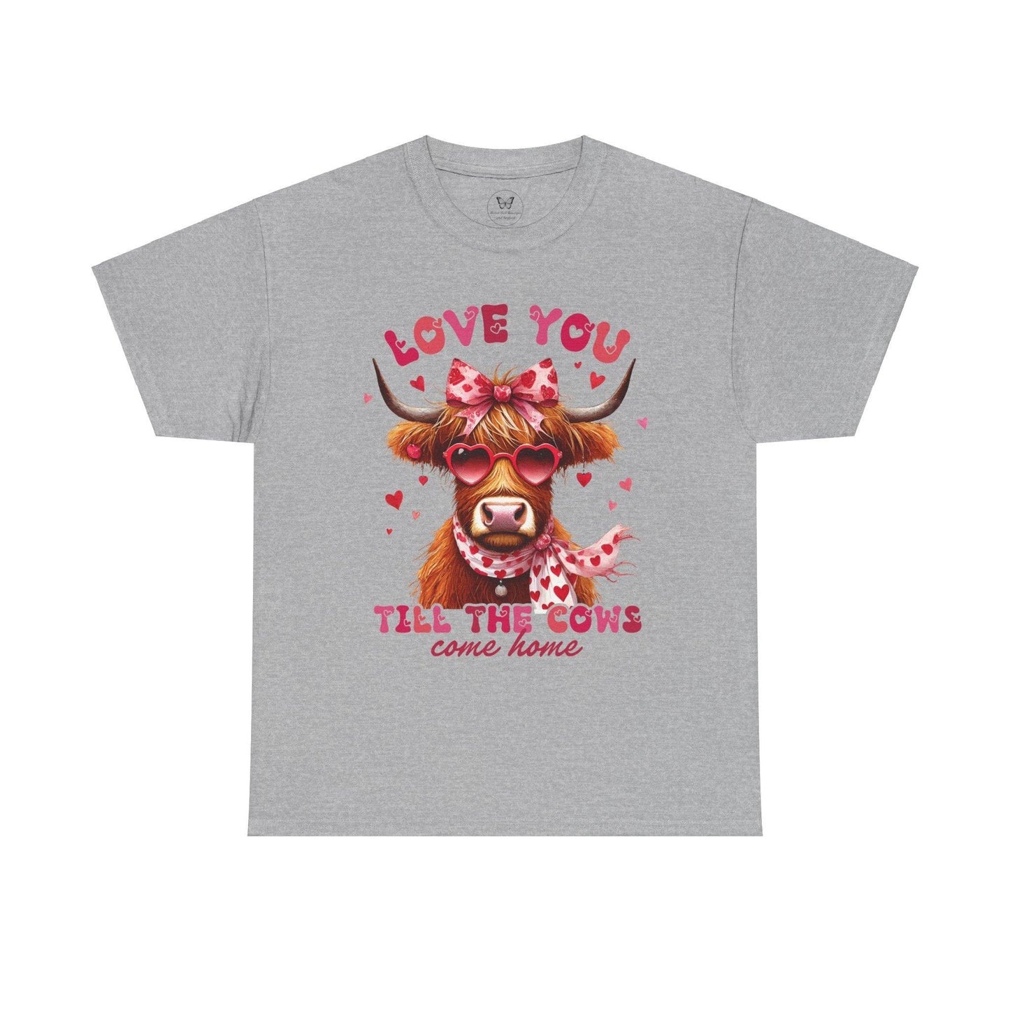 Love you till the cows come home Highland Cow Valentine Tee - Motor Girl Boutique