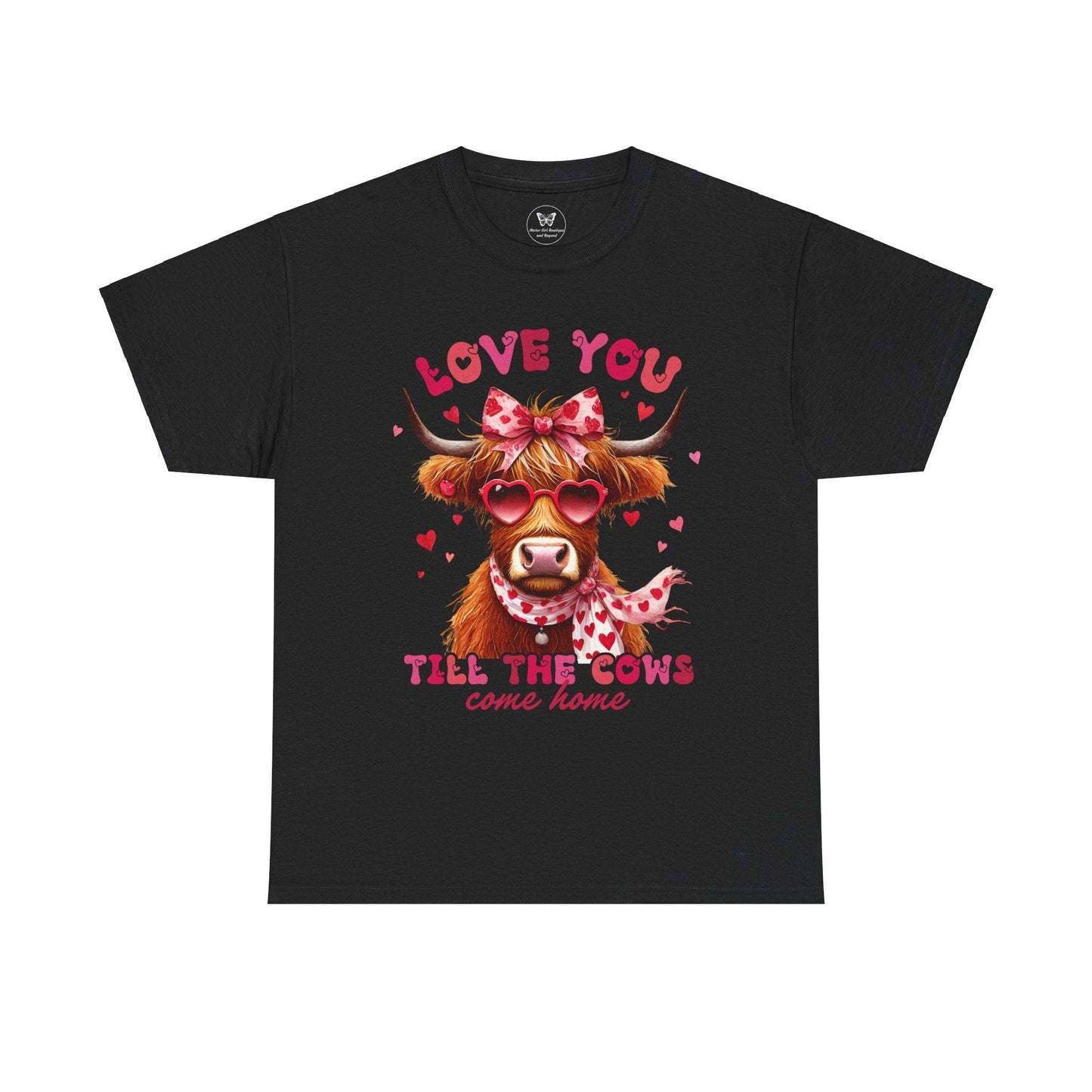 Love you till the cows come home Highland Cow Valentine Tee - Motor Girl Boutique