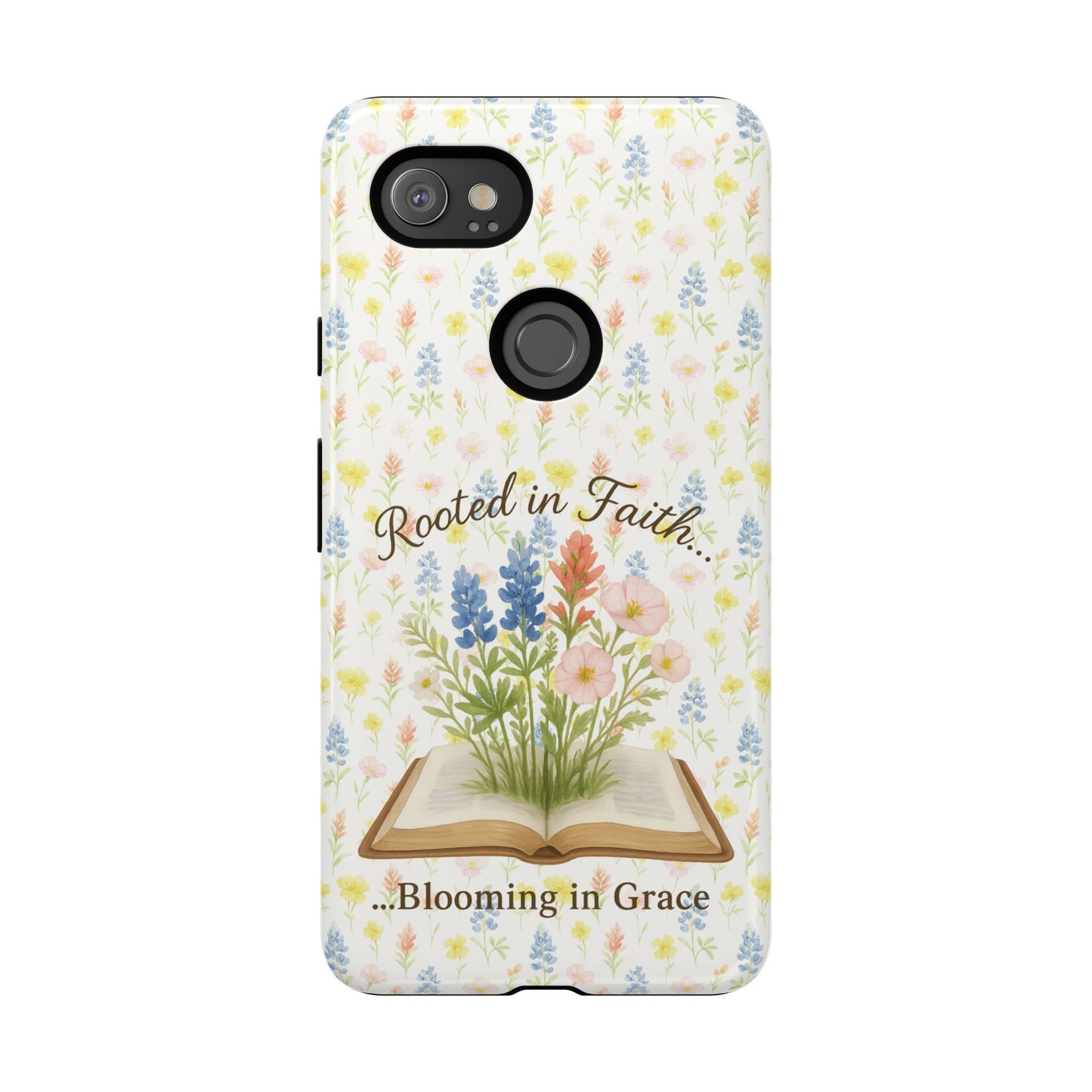 Rooted in Faith, Blooming in Grace Phone Case – Floral Scripture Design for iPhone & Samsung
