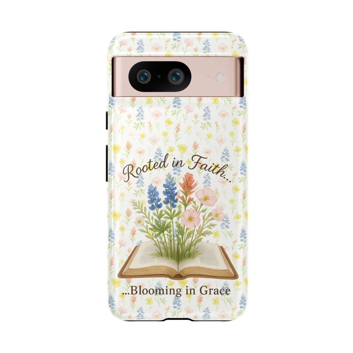 Rooted in Faith, Blooming in Grace Phone Case – Floral Scripture Design for iPhone & Samsung
