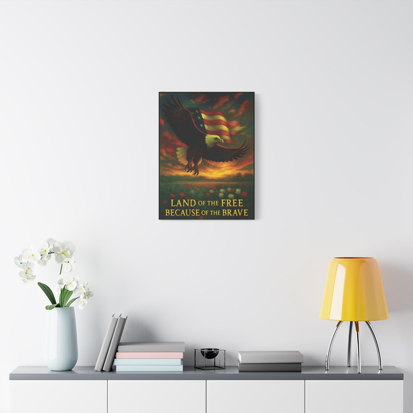Land of the Free Because of the Brave – Patriotic Canvas Wall Art