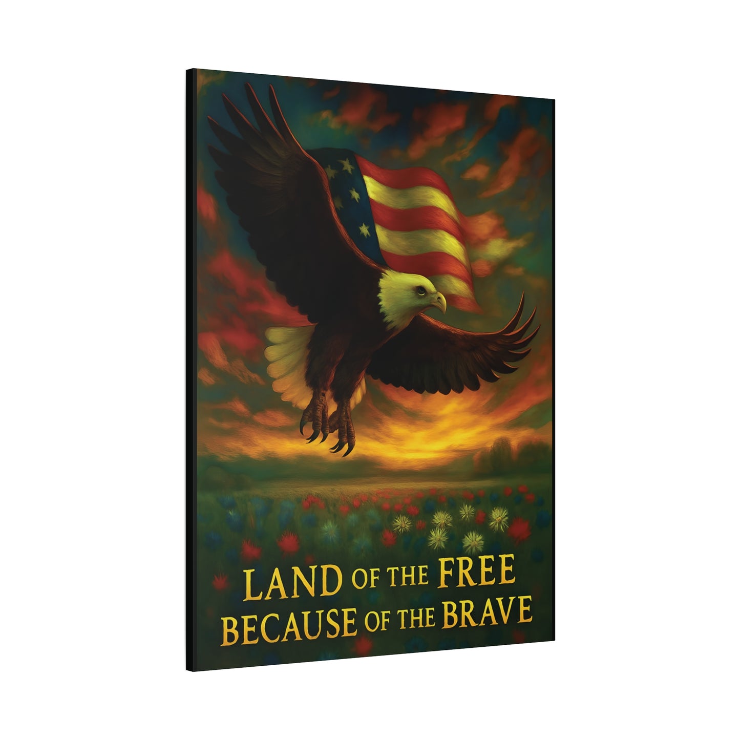 Land of the Free Because of the Brave – Patriotic Canvas Wall Art
