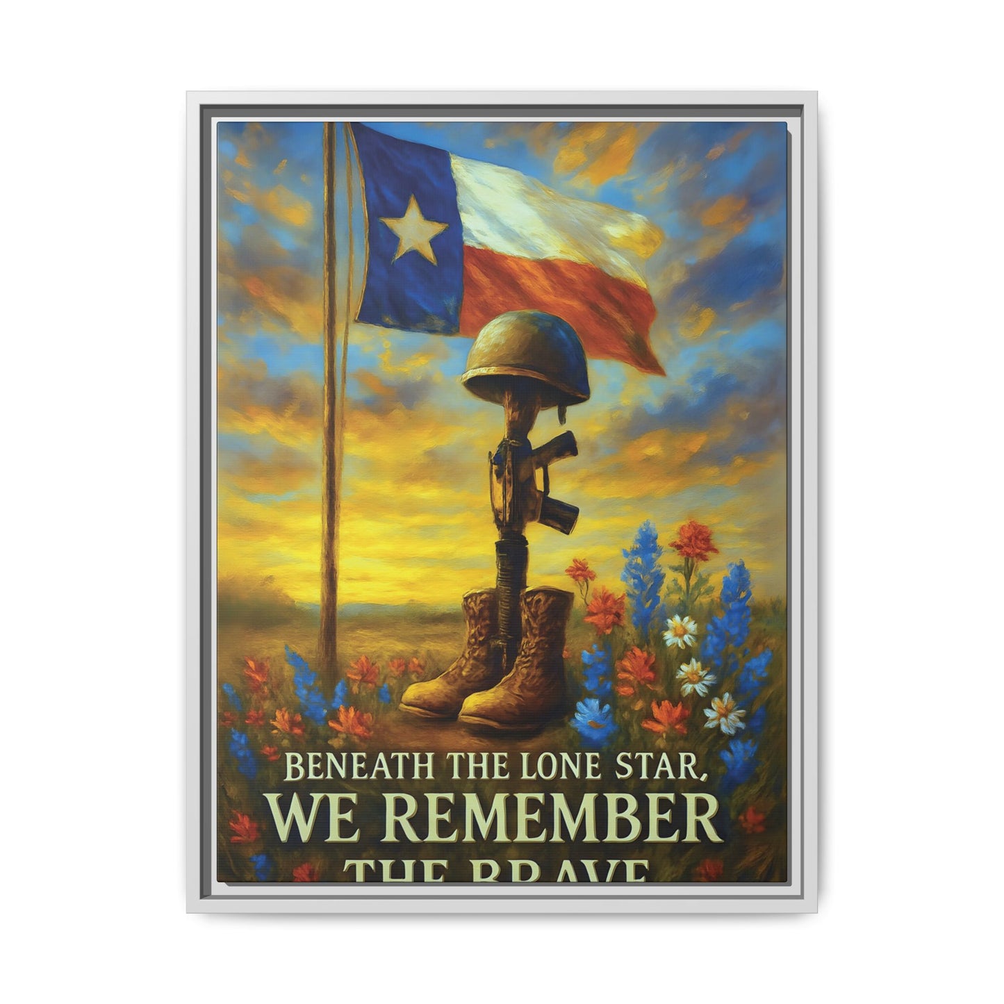 Beneath the Lone Star – Framed Texas Tribute Canvas Art