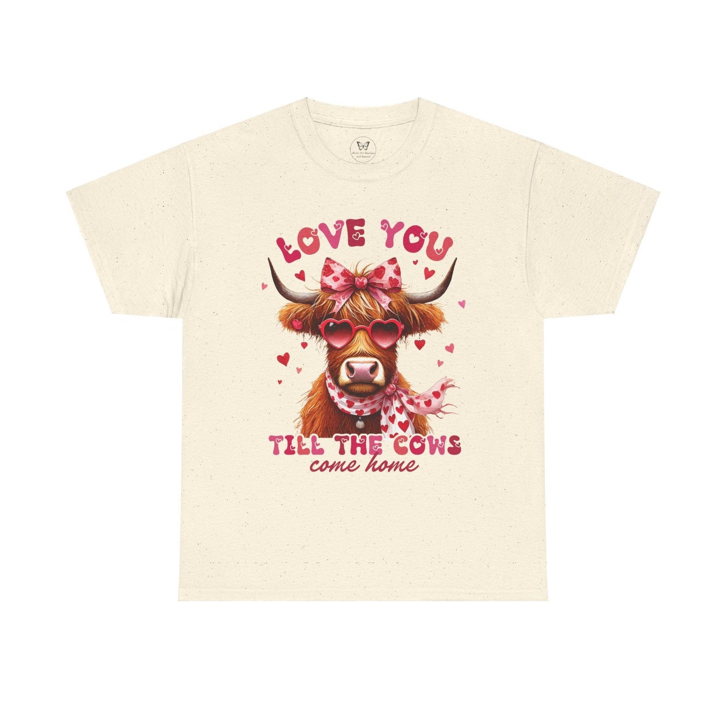 Love you till the cows come home Highland Cow Valentine Tee - Motor Girl Boutique