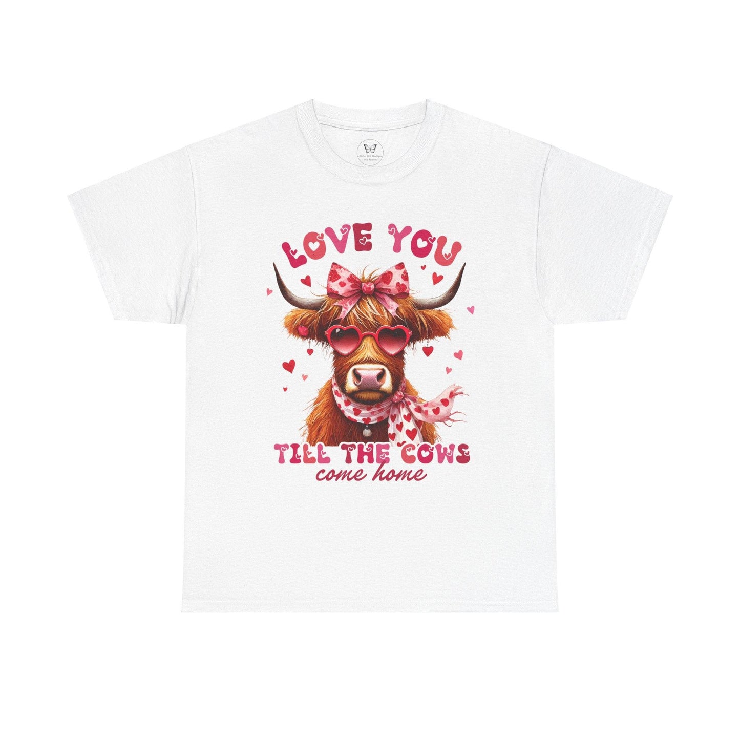 Love you till the cows come home Highland Cow Valentine Tee - Motor Girl Boutique
