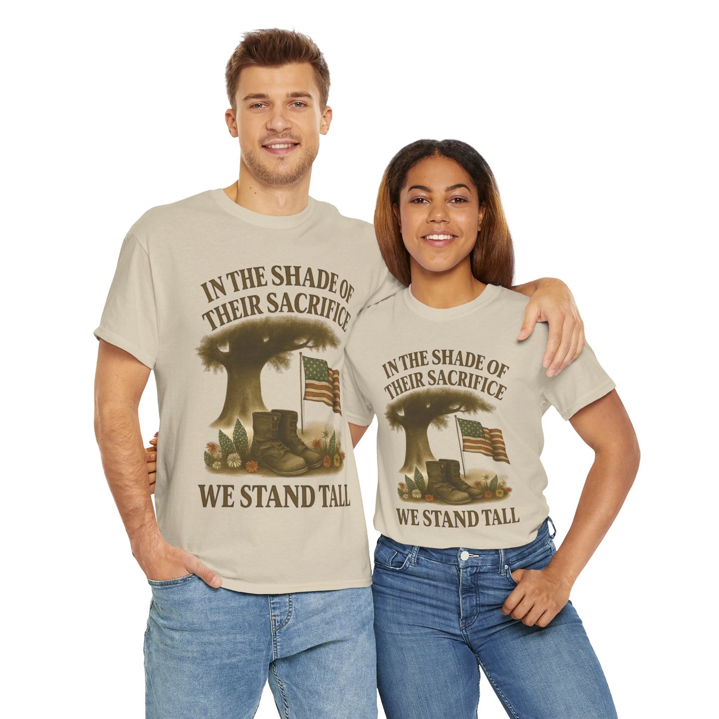 In the Shade of Their Sacrifice – Patriotic Memorial Tribute T-Shirt (Gildan 5000)