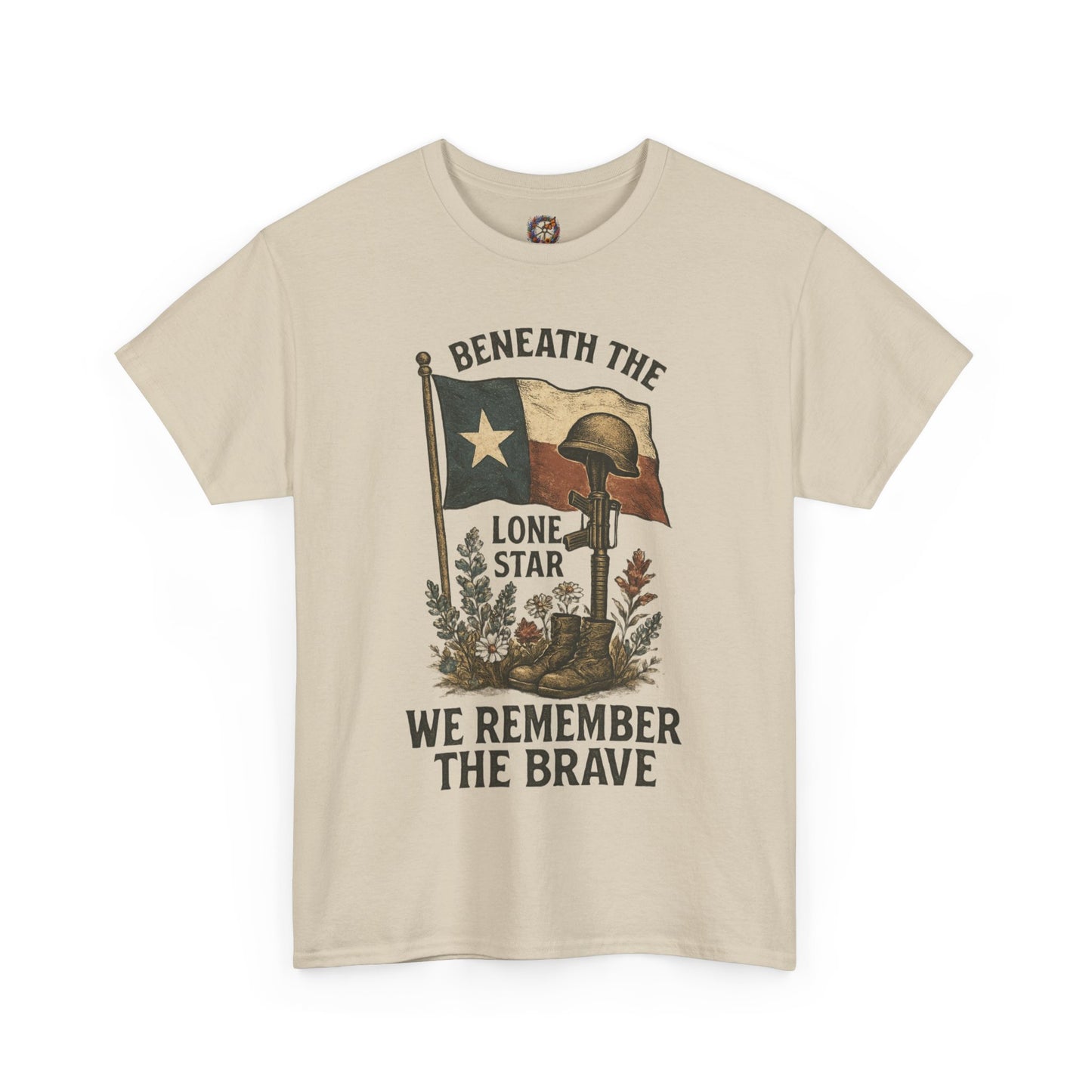 Beneath the Lone Star – Texas Patriotic Memorial Tribute T-Shirt (Gildan 5000)