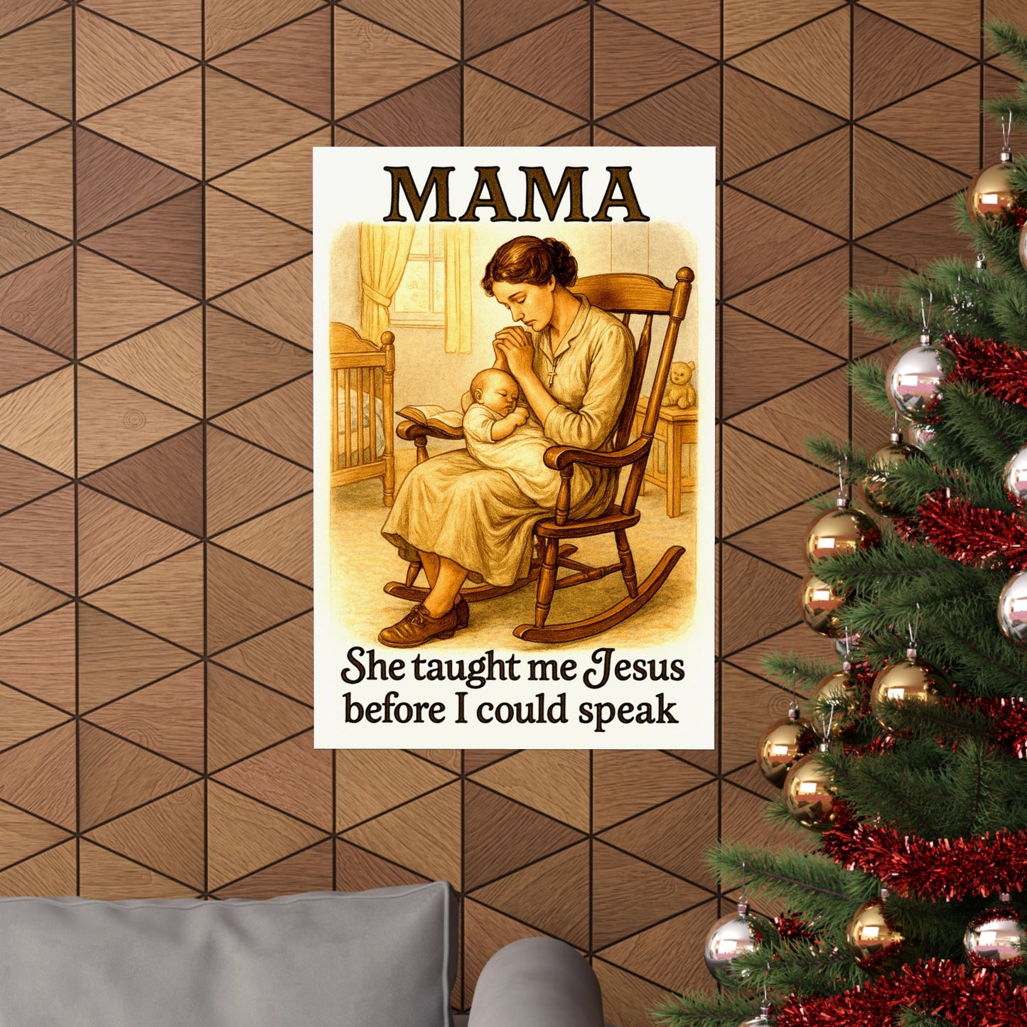 Mama – She Taught Me Jesus Before I Could Speak | Faithful Motherhood Wall Art Print
