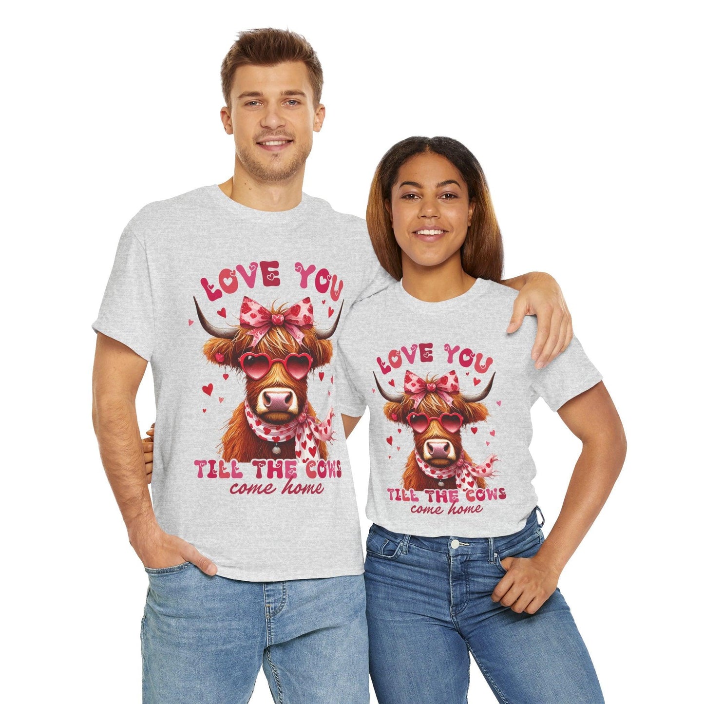 Love you till the cows come home Highland Cow Valentine Tee - Motor Girl Boutique