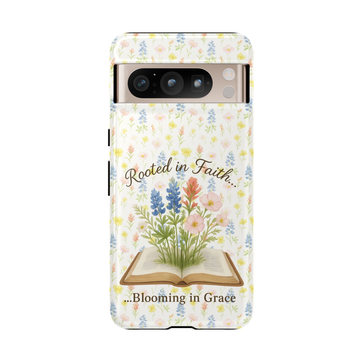 Rooted in Faith, Blooming in Grace Phone Case – Floral Scripture Design for iPhone & Samsung