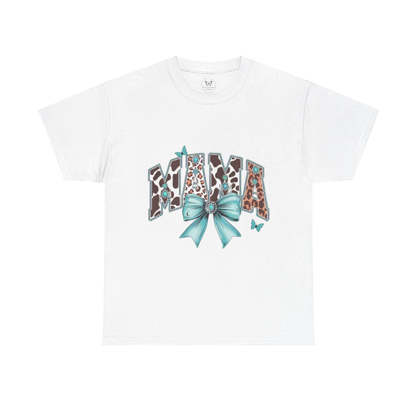 Unisex Tee - Mama Coquette Cow Turquoise Bow - Motor Girl Boutique
