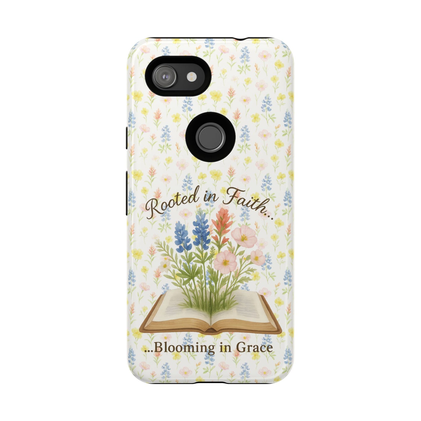 Rooted in Faith, Blooming in Grace Phone Case – Floral Scripture Design for iPhone & Samsung