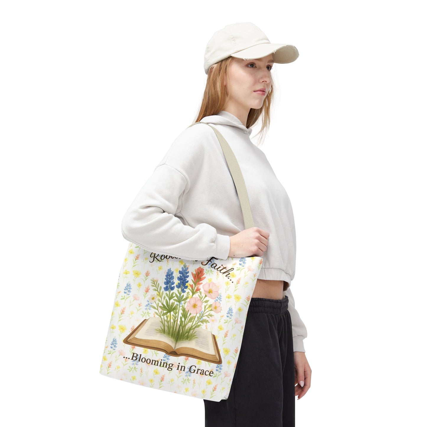 Rooted in Faith Tote Bag - Blooming in Grace Floral Design
